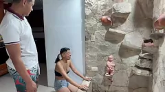Play Curious Stepsister's Taboo Encounter: Tasting the Sculpture's Dick Leads to a Big Cumshot
