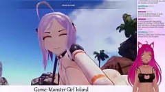 تشغيل شاهد بينما يهيمن VTuber LewdNeko على Monster Girl Island الجزء الأول مع صدرها الكبير والجلوس على الوجه